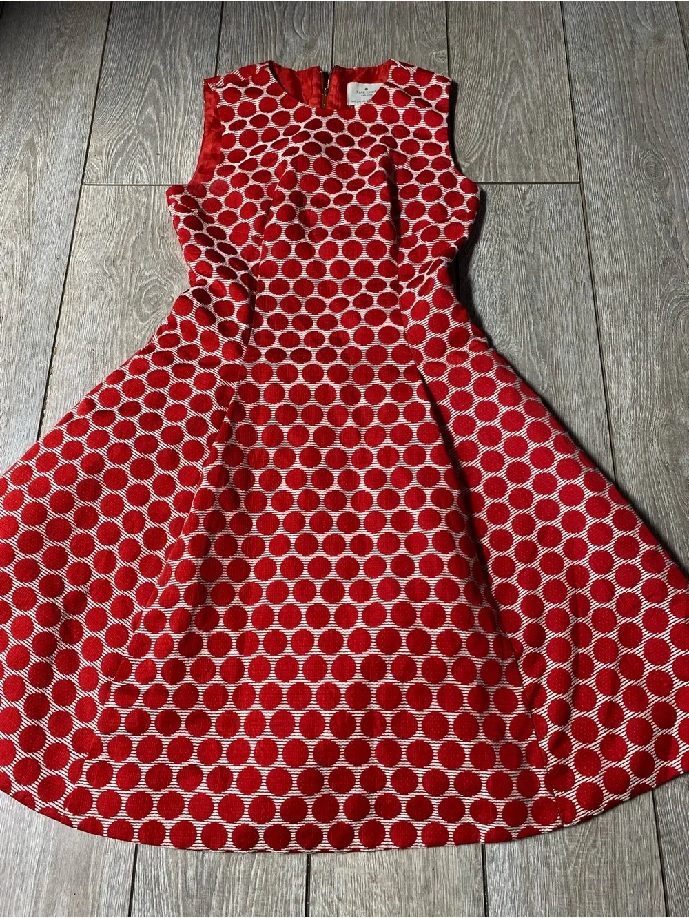 Kate Spade New York Cory Dot Jacquard Fit Flare Dress Red White Polka Dot Sz 0